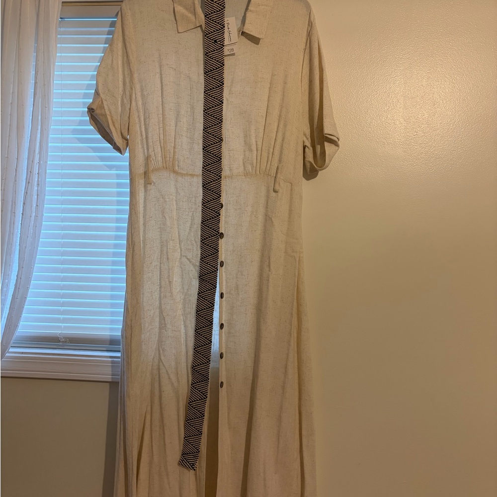 Cream Button-Down Women's Dress